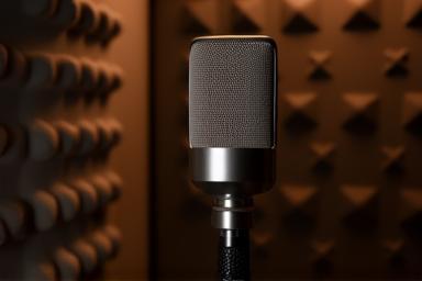 Microfone em uma cabine de gravação